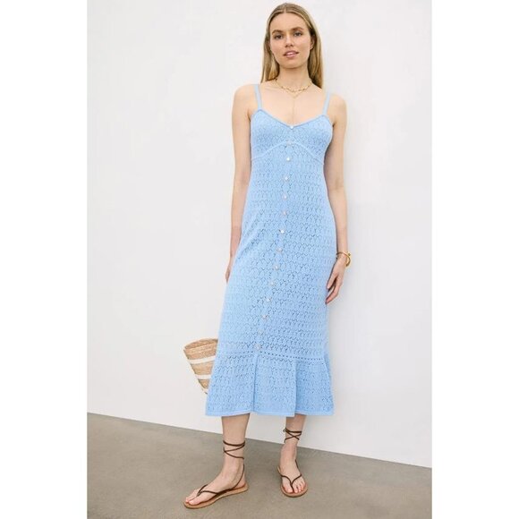 Derek Lam Dresses & Skirts - DEREK LAM Women's Crochet Flare Midi Dress Size XL In Blue